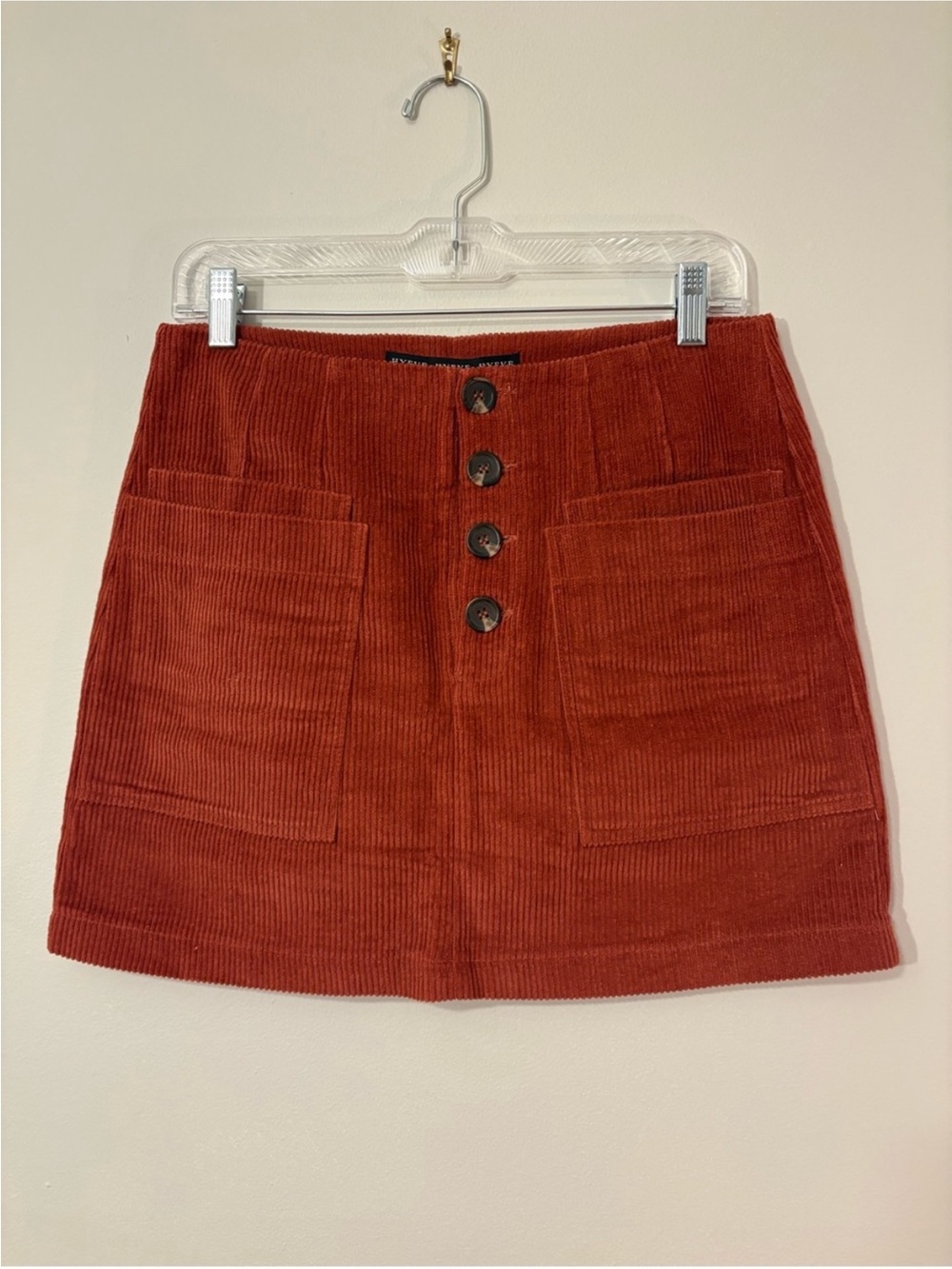 HYFVE Rust Corduroy Button-Front Mini Skirt — Size M 🍂